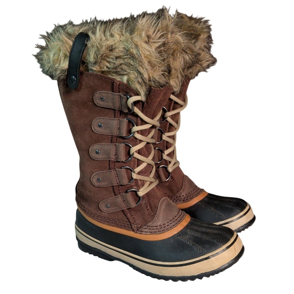 SOREL Joan of Arctic Boots Womens Size 6 Waterproof Insulated Winter Fur Blue